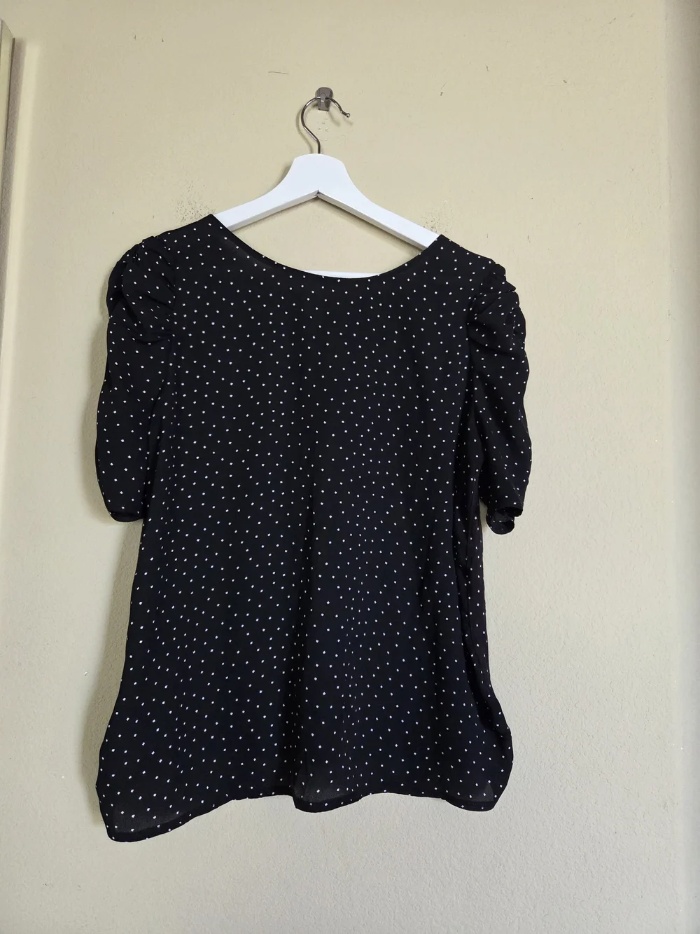 Loft Black Polka Dot Short Sleeve Blouse